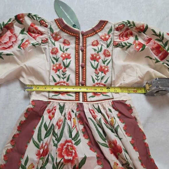 New XXS Farm Rio x Anthropologie puff-sleeve printed midi dress - Picture 8 of 11